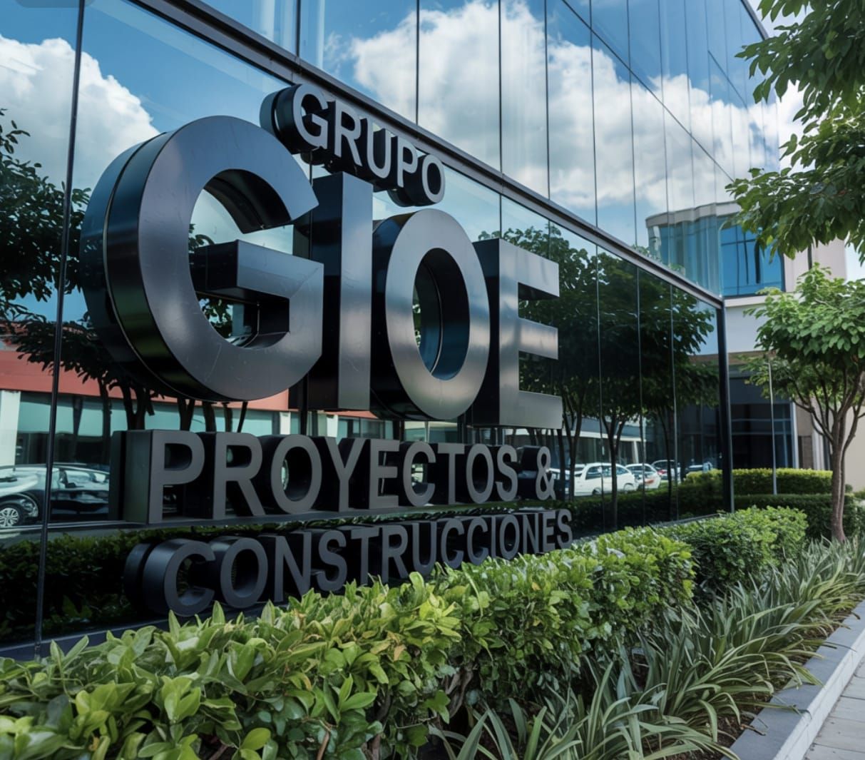 Un edificio con un cartel que dice grupo gioe