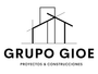 Un logotipo en blanco y negro para una empresa de construcción llamada grupo gioe.