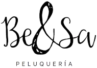 Logotipo de Be & Sa Peluquer&iacute;a, con un elegante texto negro estilo escritura a mano sobre un fondo blanco.
