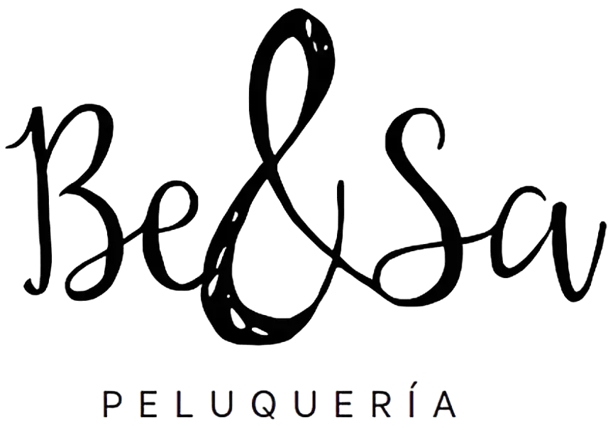 Logotipo de Be & Sa Peluquer&iacute;a, con un elegante texto negro estilo escritura a mano sobre un fondo blanco.