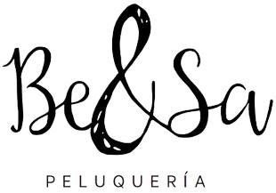Logotipo de Be & Sa Peluquer&iacute;a, con un elegante texto negro estilo escritura a mano sobre un fondo blanco.