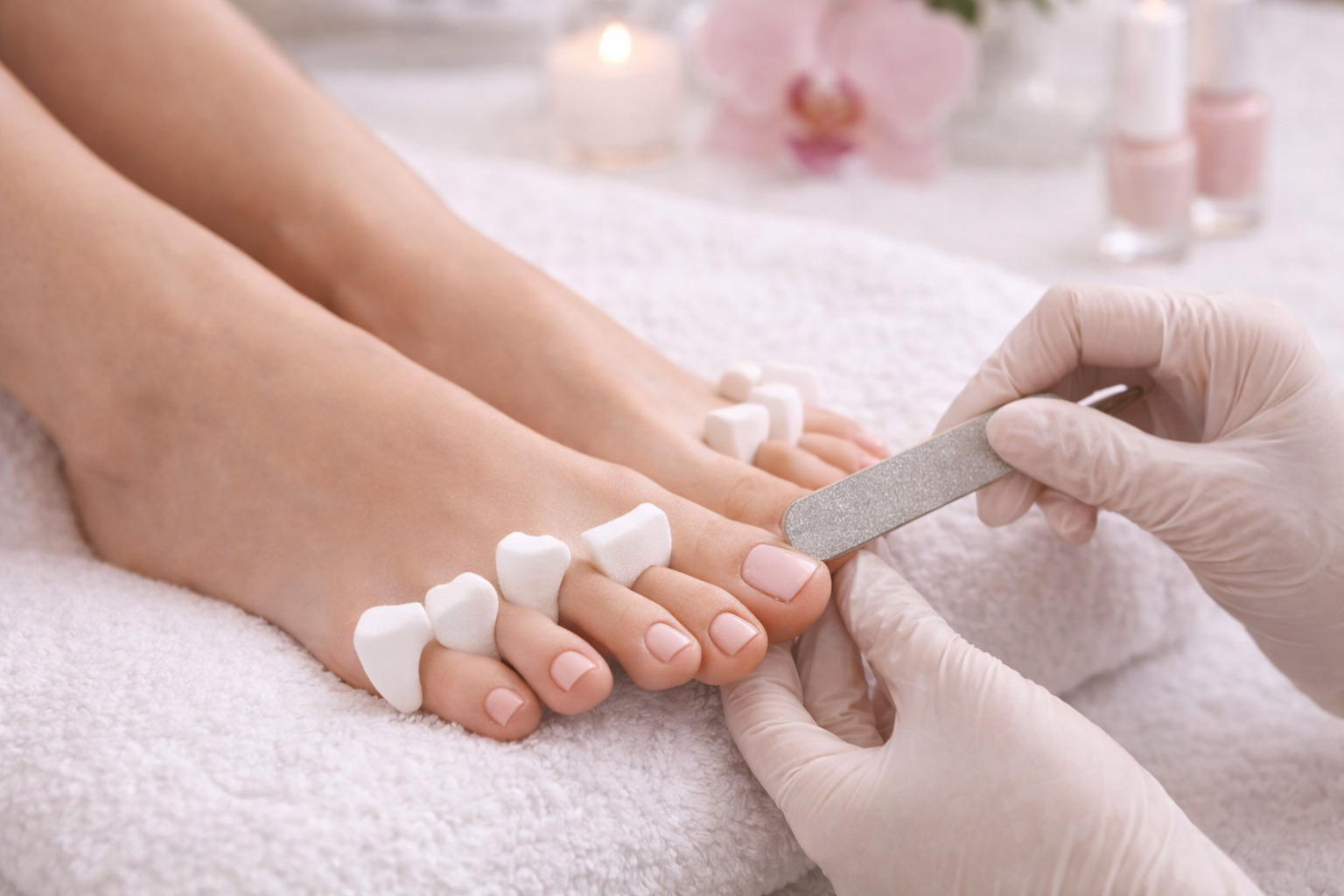 Vista trasera de una persona con cabello rubio con mechas, peinado en una cresta trenzada que termina en una coleta baja.