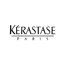 Un logotipo en blanco y negro de Kerastase Paris sobre un fondo blanco.