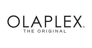 El logotipo de Olaplex es blanco y negro sobre un fondo blanco.