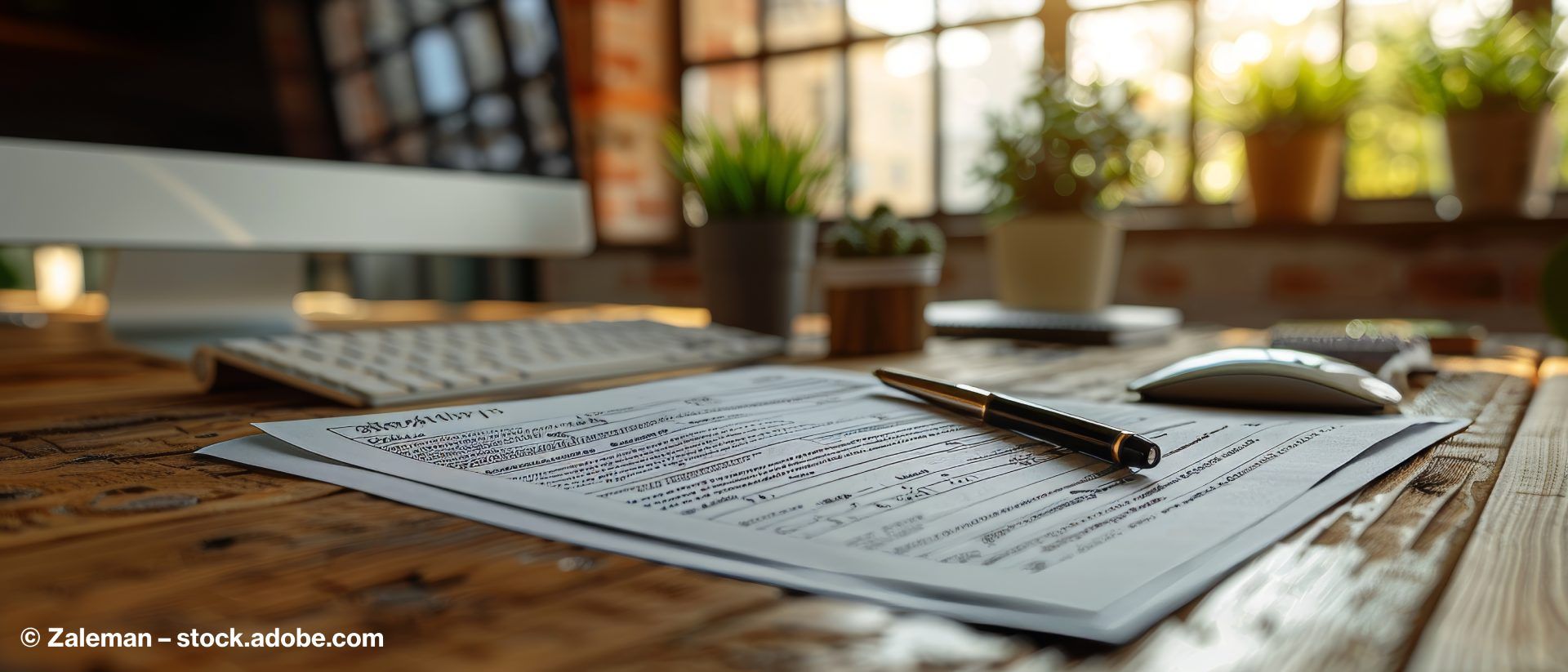 Ausgefüllte Steuererklärung auf einem Schreibtisch