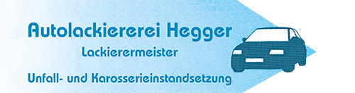 Ein blaues Schild mit der Aufschrift Autolackiererei Hegger