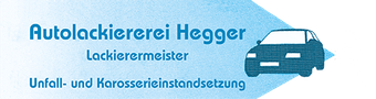 Ein blaues Schild mit der Aufschrift Autolackiererei Hegger