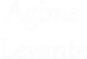Logotipo de "Agime Levante" en estilo manuscrito, texto blanco sobre fondo claro.