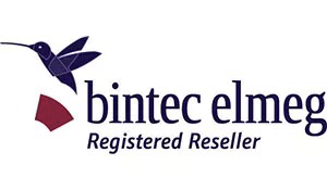 ein Logo für bintec elmeg , ein registrierter Reseller .