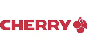 ein rot-weißes Logo mit einer Kirsche darauf .