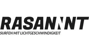 ein schwarz-weißes Logo für das Unternehmen rasannt surfen mit Lichtgeschwindigkeit .
