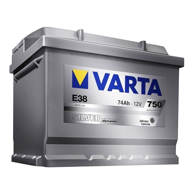 Bateria automotiva VARTA E38 prateada, 74Ah, 12V, 750A.