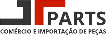 Logo of "JR PARTS" with black and red geometric shapes, text "PARTS" and "COMÉRCIO E IMPORTAÇÃO DE PEÇAS" below.