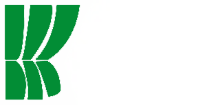 Logotipo de la letra K estilizada en color verde sobre un fondo blanco.