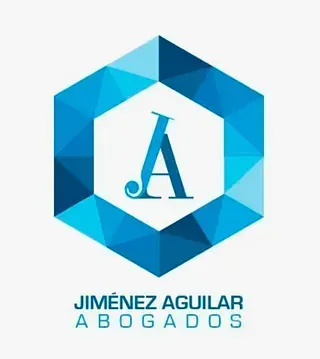 A blue logo for jimenez aguilar abogados
