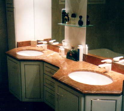 Double Vasques de salle de bains vert et orange