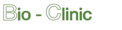 Logotipo de Bio-Clinic en texto verde sobre fondo blanco