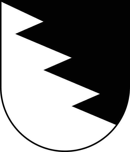 Abstraktes Logo in Schwarz-Weiss mit geschwungener Kontur und weisser Zickzackform auf schwarzem Hintergrund