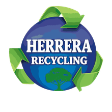 Logotipo de Herrera Recycling con flechas verdes de reciclaje alrededor de un globo terr&aacute;queo azul