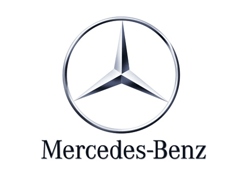 O logotipo da Mercedes-Benz é mostrado em um fundo branco