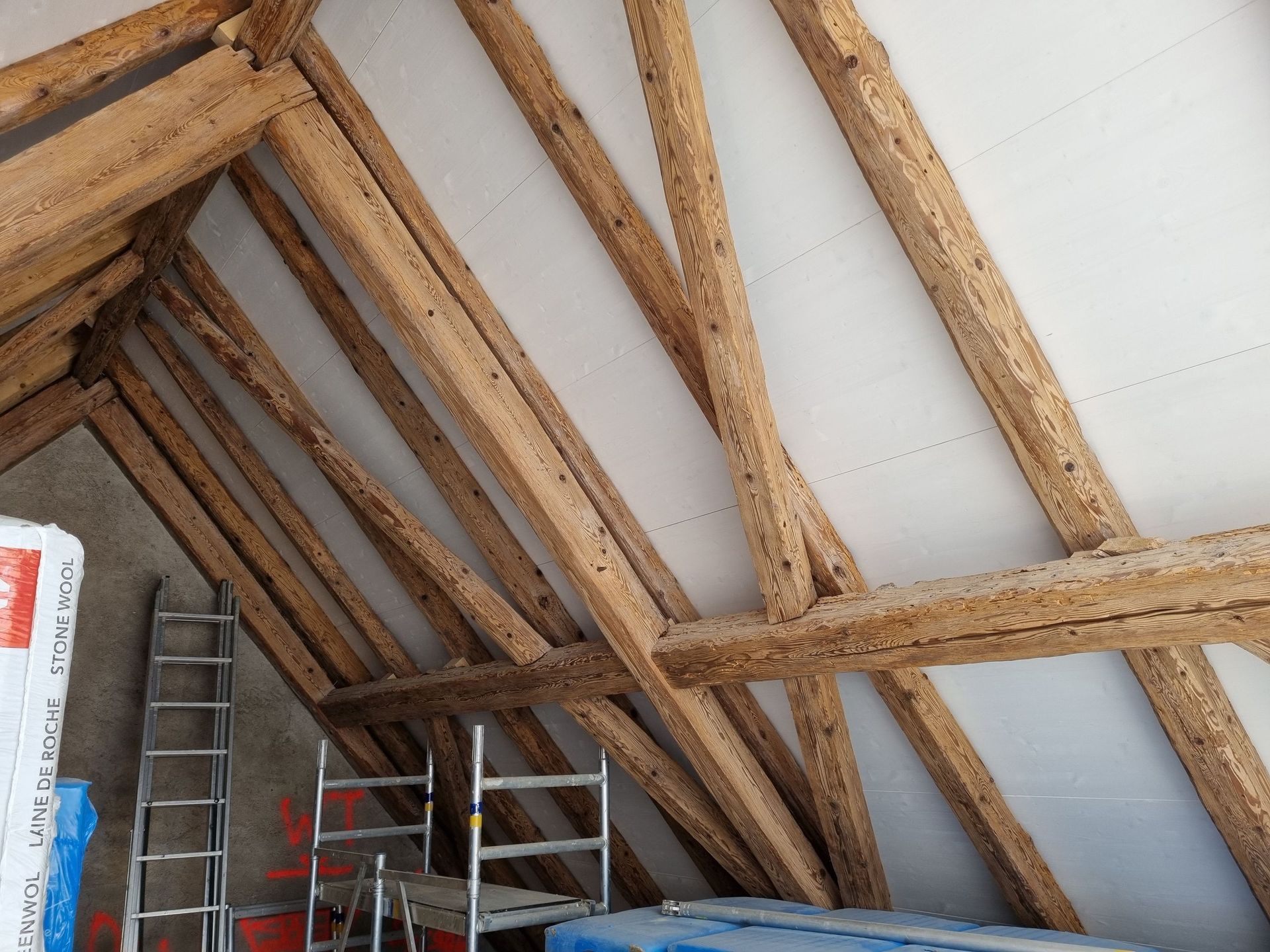 Die nicht genutzten Dachböden im linken Hausteil werden zu einer zweigeschossigen Wohnung ausgebaut. Zusätzlich wird die Erschliessung durch einen Lift auch für die bestehenden Wohnungen ergänzt.