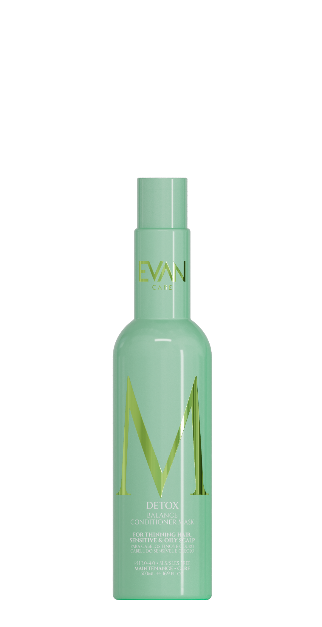 Una botella de loción con una bomba dorada sobre un fondo blanco.