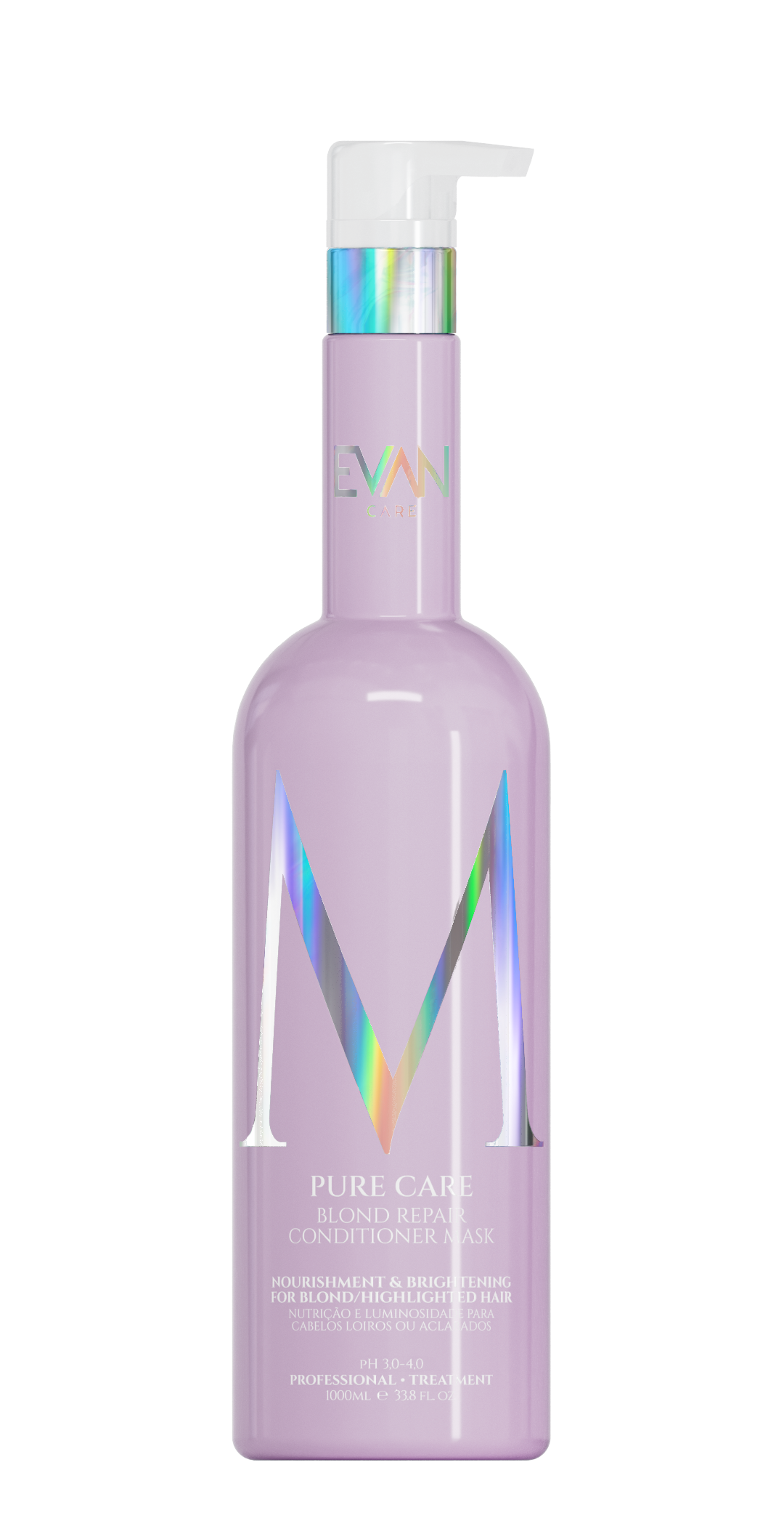 Una botella de loción con una bomba dorada sobre un fondo blanco.