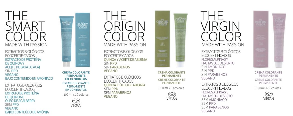 Una fila de tubos de tinte para el cabello con las palabras