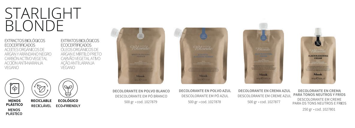 Se muestra una botella de champú rubio Starlight sobre un fondo blanco.