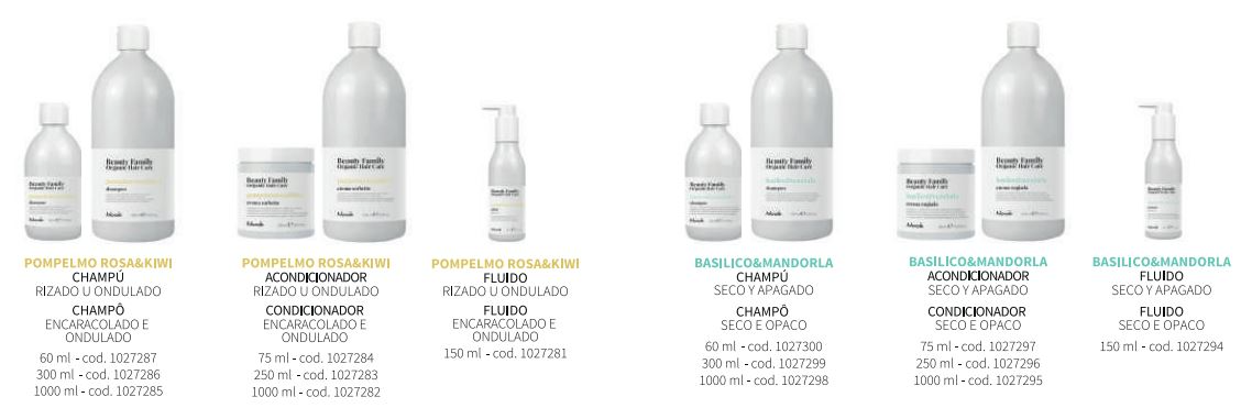 Una fila de botellas blancas de diferentes tamaños sobre un fondo blanco.