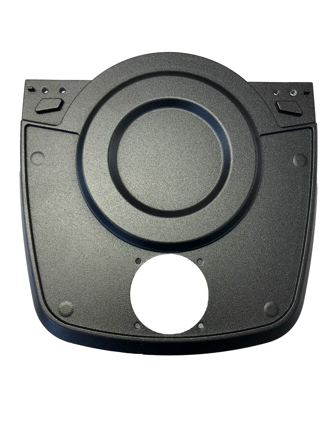 Ein schwarzer Plastikgegenstand mit einem Loch in der Mitte