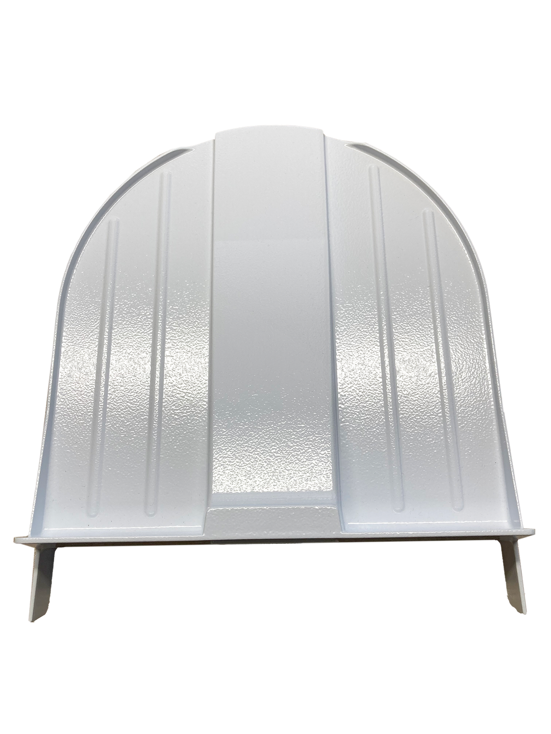 Ein weißer Schutzhelm liegt auf einer weißen Oberfläche.