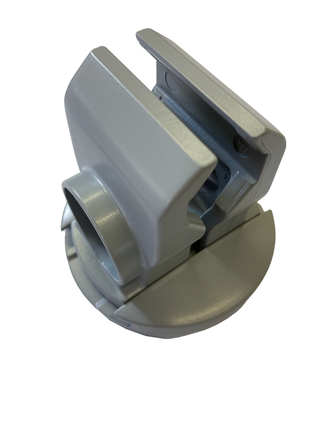 Eine Nahaufnahme eines grauen Objekts auf weißem Hintergrund