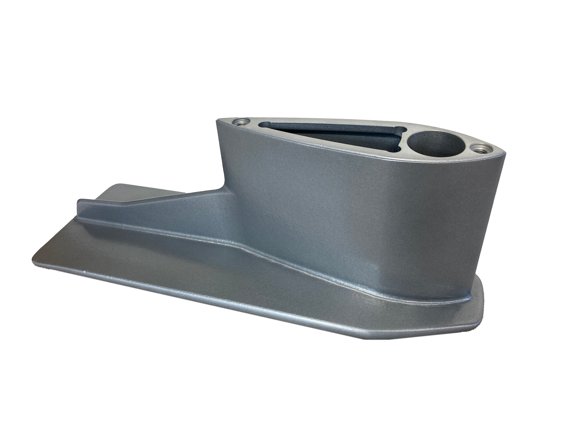 Eine Nahaufnahme eines Metallobjekts auf einem weißen Hintergrund.