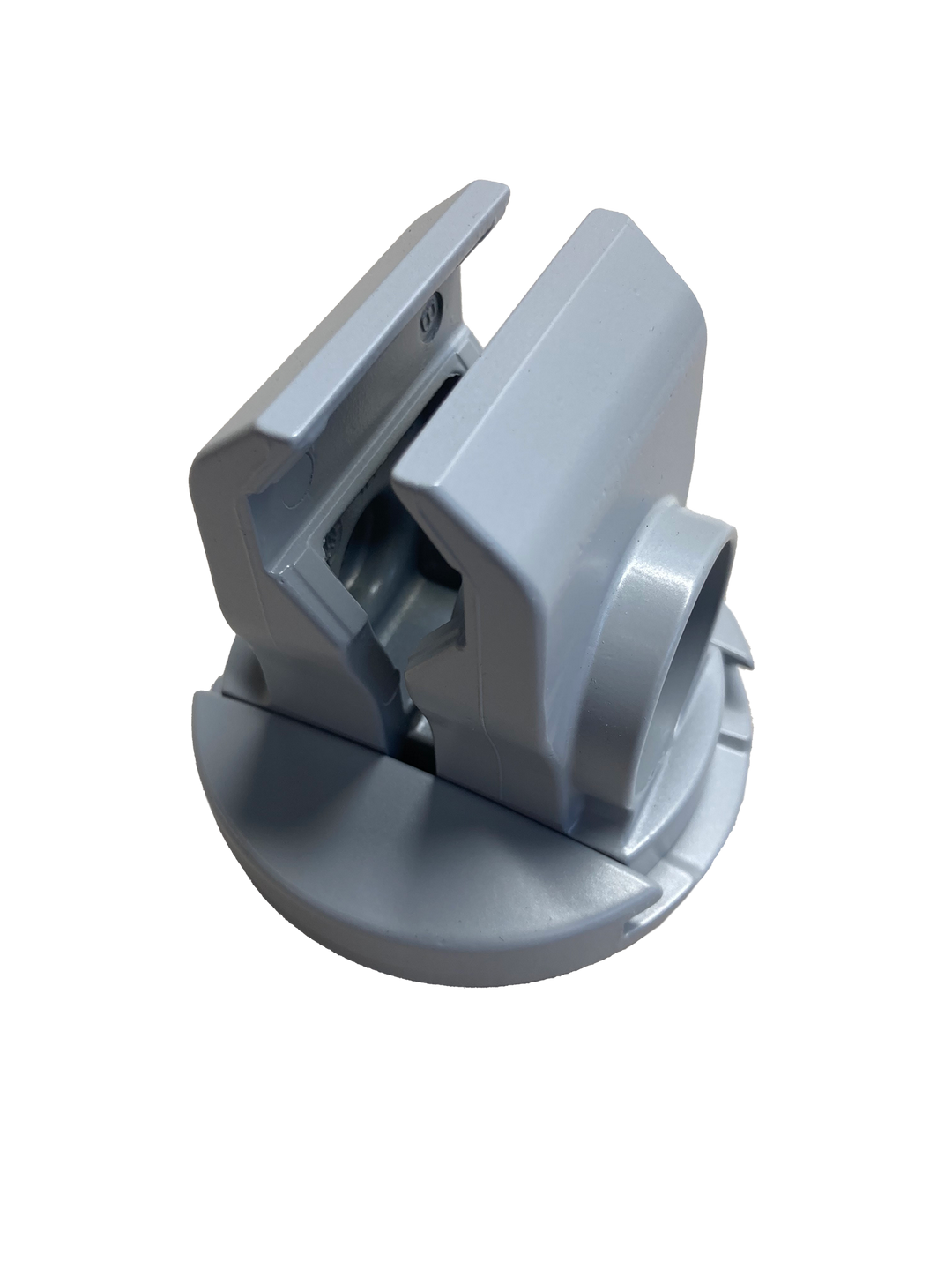 Eine Nahaufnahme eines grauen Objekts auf weißem Hintergrund