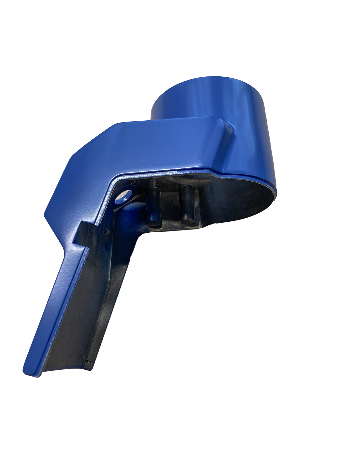 Eine Nahaufnahme eines blauen Objekts auf einem weißen Hintergrund.