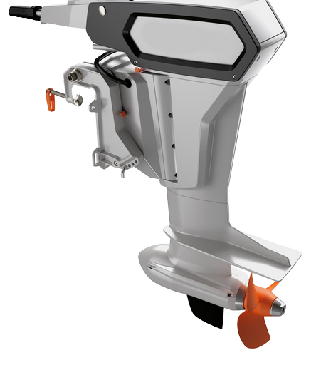 Ein Außenbordmotor mit einem daran befestigten Propeller