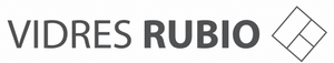 Logotipo de VIDRES RUBIO en negro y gris con un icono geom&eacute;trico de diamante y el lema &ldquo;Vidres &middot; Alumini &middot; Marcs&rdquo;