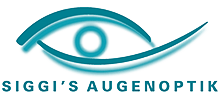 Logo für Siggi's Augenoptik mit stilisiertem türkisfarbenem Auge und Text auf weißem Hintergrund