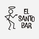 El logotipo del bar El Santo es una figura de palo con un halo en la cabeza.