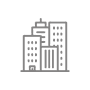 Un dibujo lineal de una ciudad con muchos edificios.