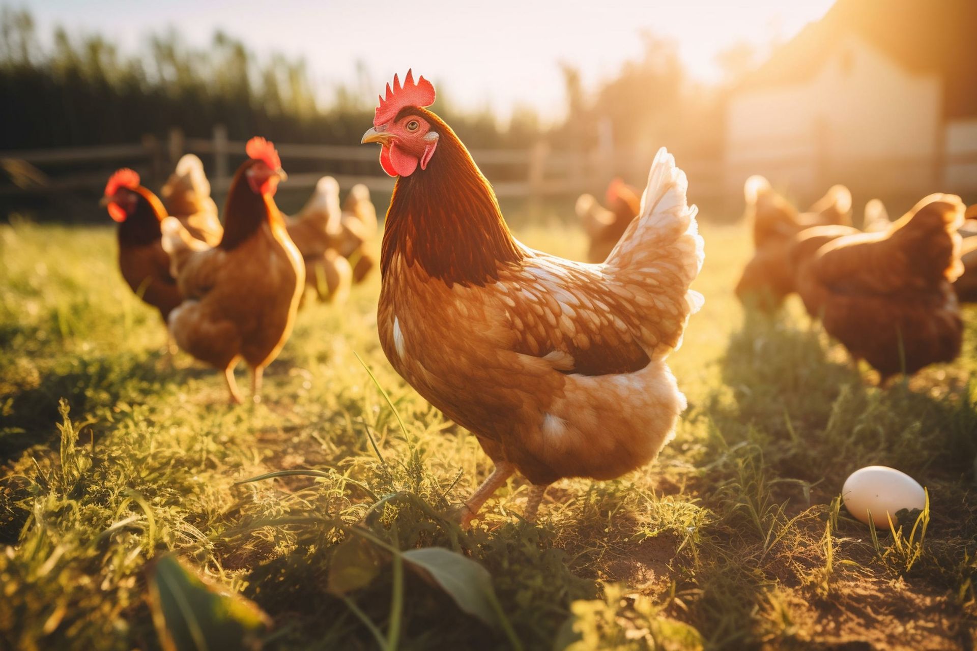 Poules dans un champ