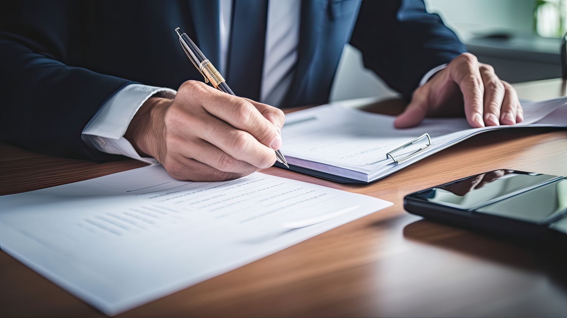 Professionnel signant des feuilles