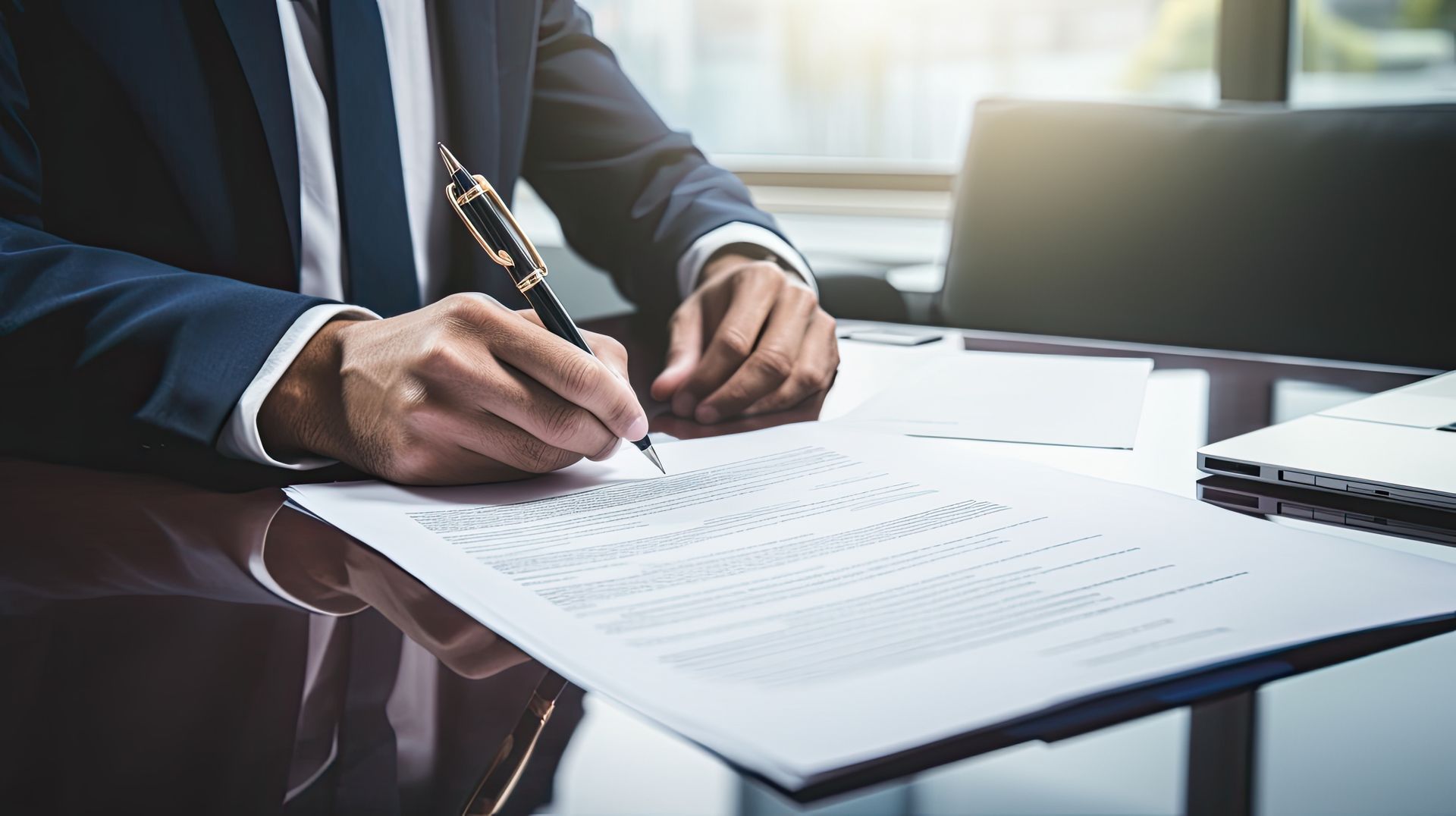 Homme signant un contrat avec un beau stylo