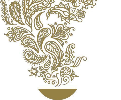 Un dibujo de un cuenco con un diseño floral.