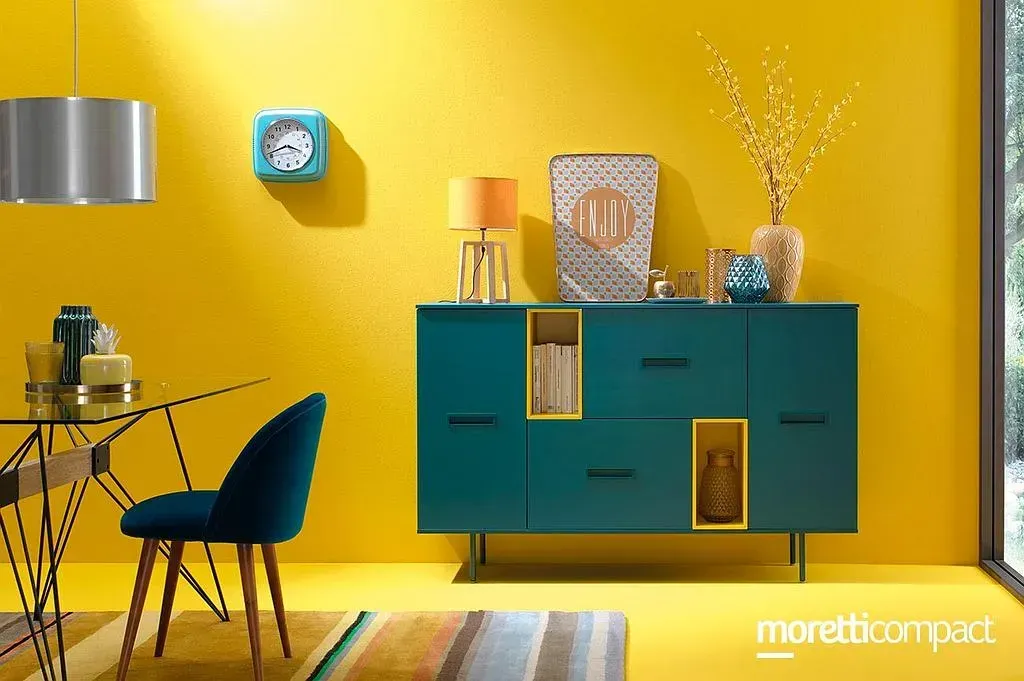 Meuble de rangement bleu canard de la marque Moretti Compact modèle lv201