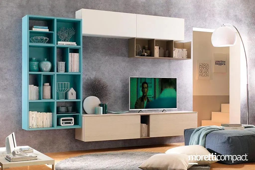 Meuble TV et agencement d'un salon Moretti Compact modèle lv114