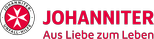 Johanniter logo with red emblem and the slogan “Aus Liebe zum Leben” in red text