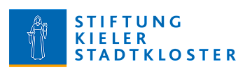 Logo der Stiftung Kieler Stadtkloster mit blauem Symbol und blauem Text auf weißem Hintergrund