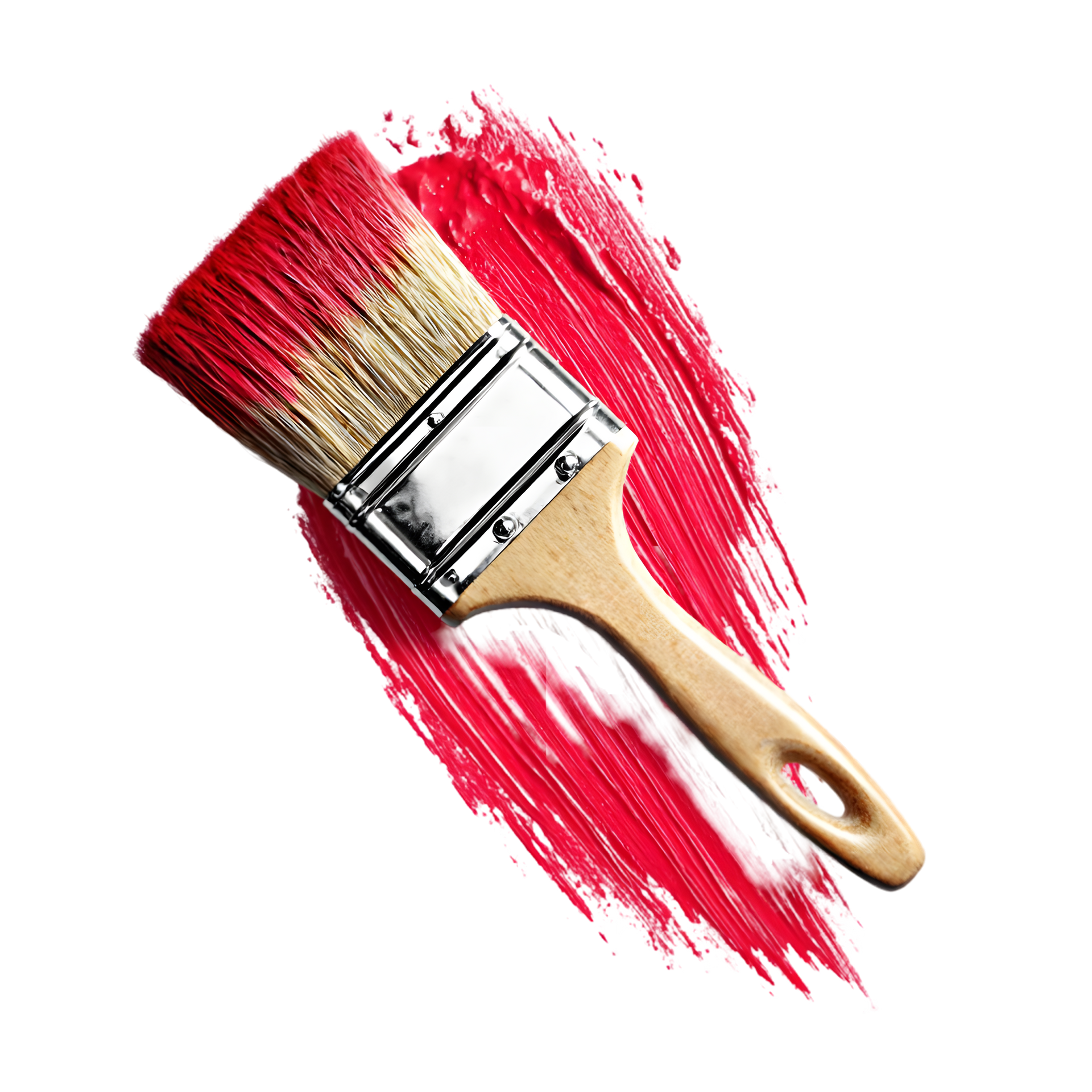Un pinceau avec de la peinture rouge.